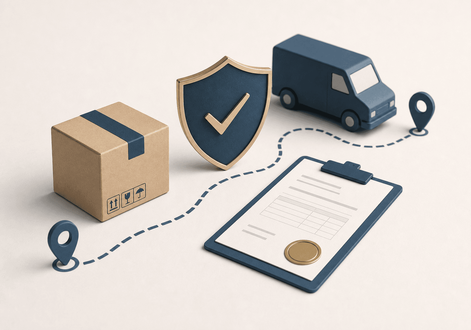 Ruhige Illustration zu Transportversicherung und Firmenrisiken