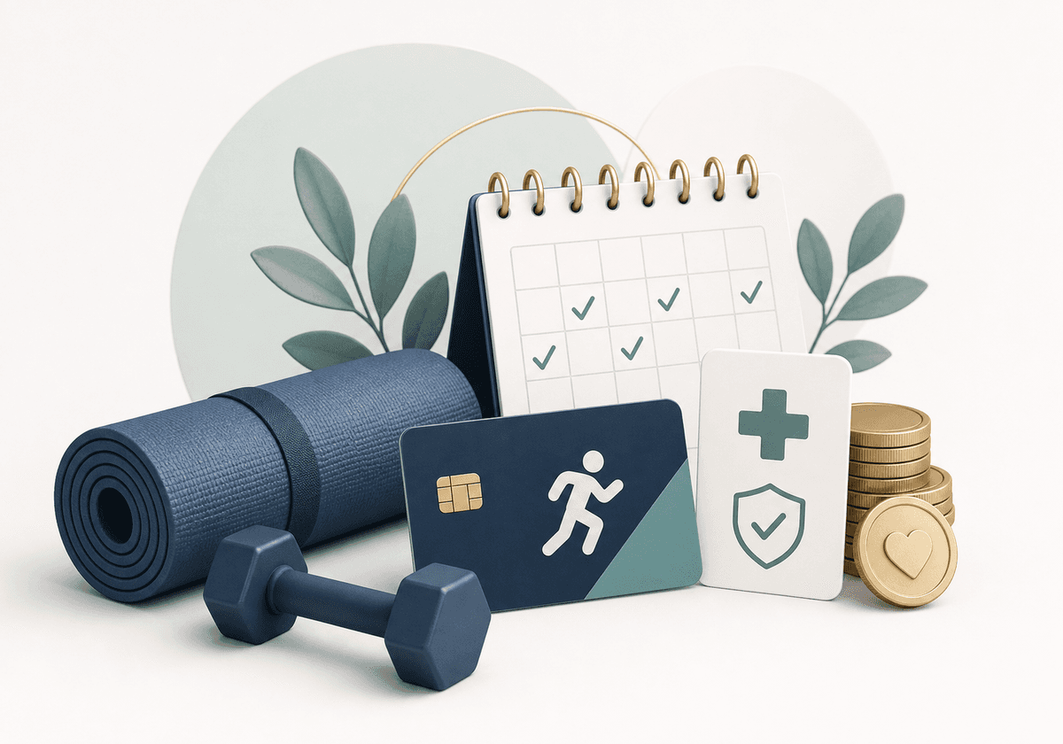 Ruhige Illustration zu Fitness, Gesundheitsleistungen und Zusatzversicherung
